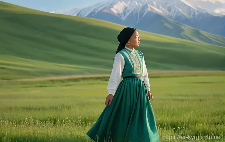 초이굴르 아이트마토프 작품 - **Prompt 1: "Whispers of the Steppes"**
    A wide shot of a young woman, perhaps in her early twent...