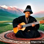 Home 13 코무즈 연주 배우기 - Echoes of the Steppe: The Komuz Virtuoso**
A majestic, wide-angle shot of a male "komuzchu" (Komuz ...
